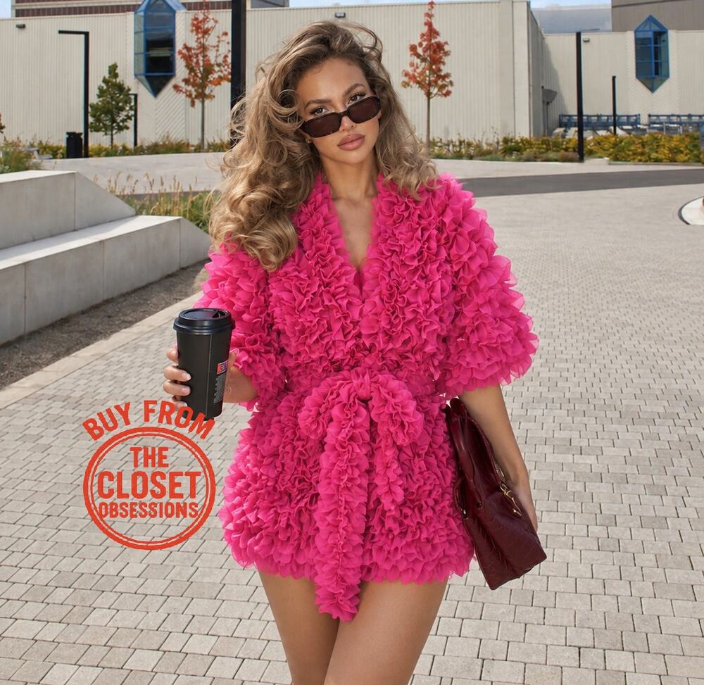 ZARA Pink Textured Statement Coat NWT Couture Barbiecore Jacket